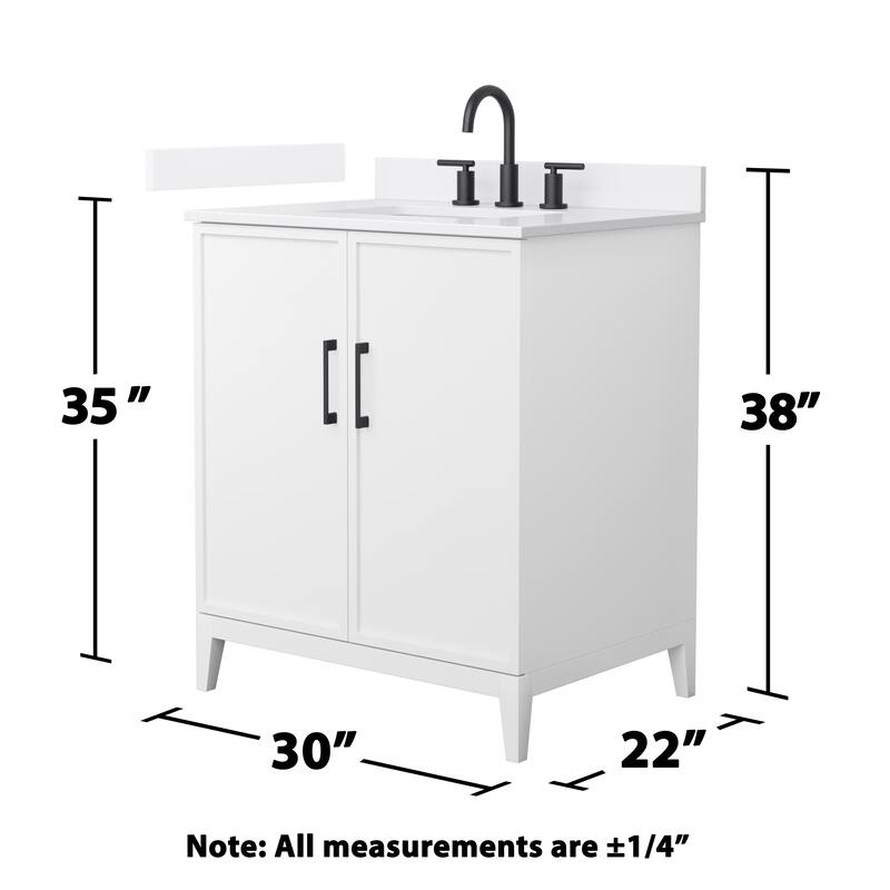 Elan 30-inch Single Vanity, 3 Hole Quartz Top