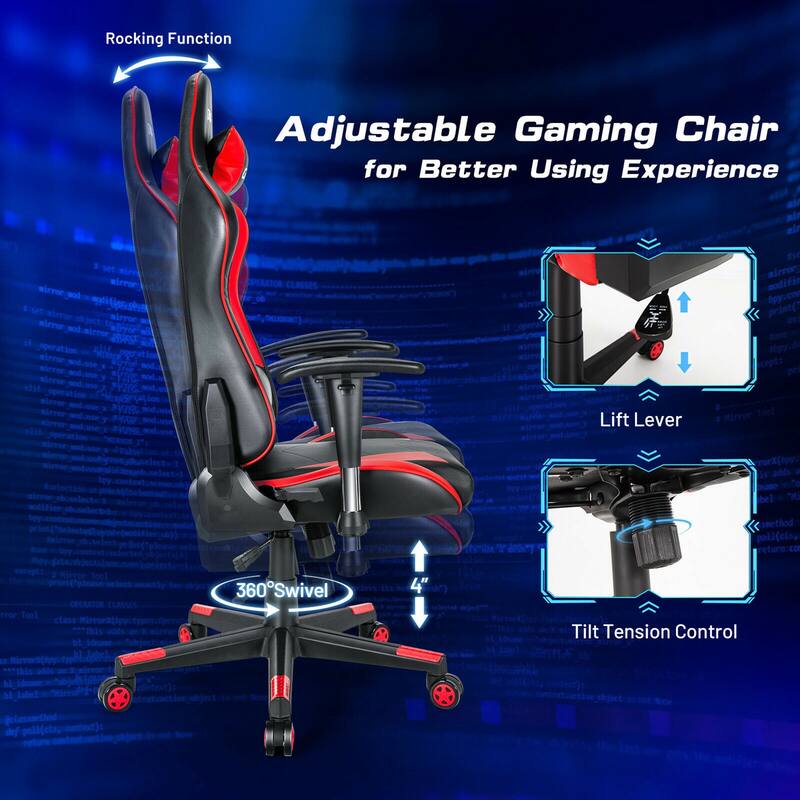 Gymax Gaming Chair Adjustable Swivel Racing Style Computer Office - See Details