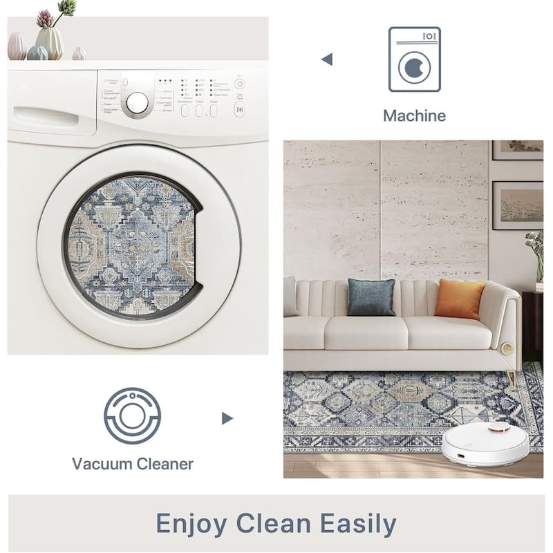 Mcow EverEase Collection Low Pile Machine Washable Non-Slip Area Rug
