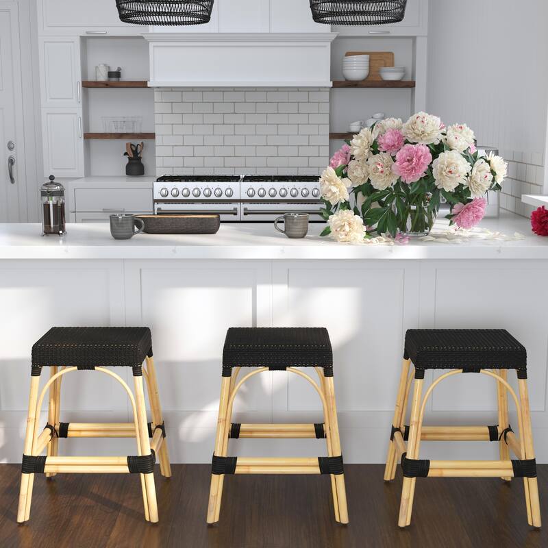 Robias 24.5" Rattan Rectangular Counter Stool
