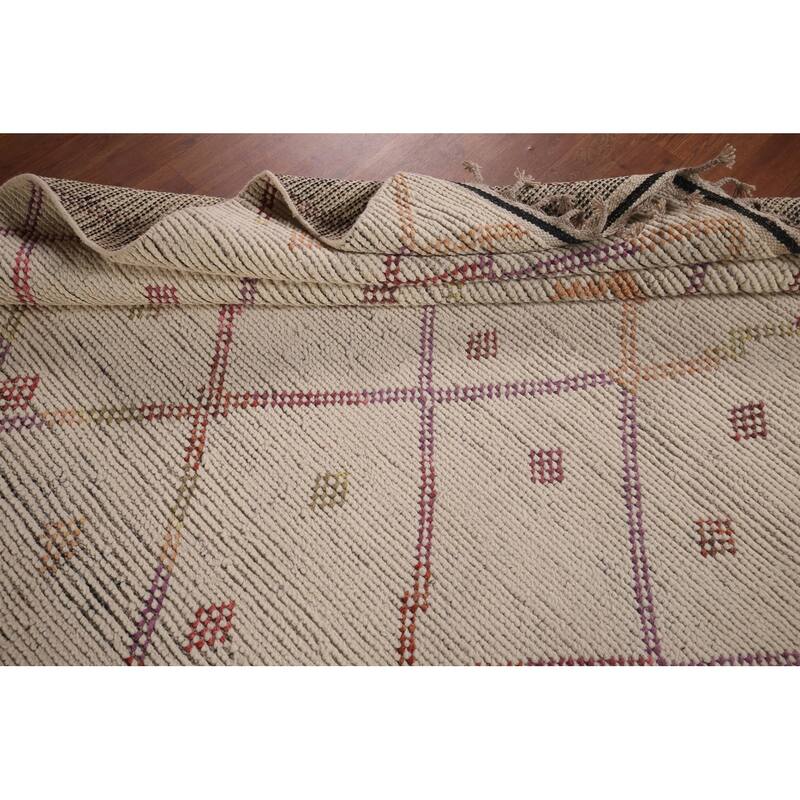 Trellis Moroccan Oriental Area Rug Hand-Knotted Wool Carpet - 5'4"x 8'7"