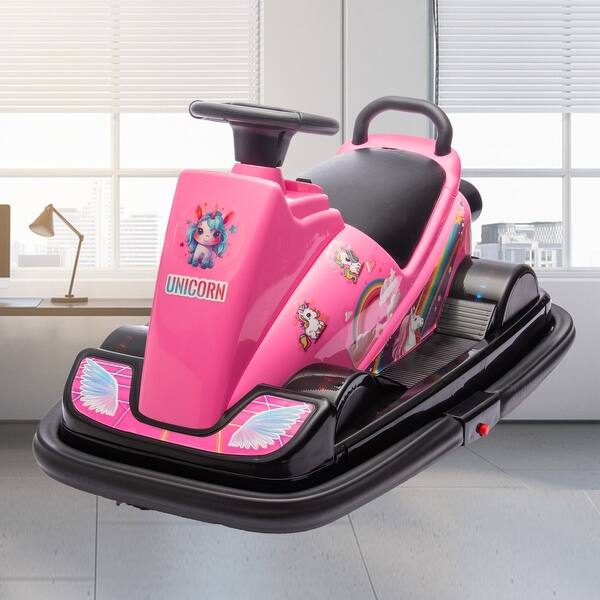 slide 2 of 49, 12V Kids Bumper Car with Dual Motors, 360° Rotation, LED Lights, Horn, and Music ,Fun for Ages 3-5