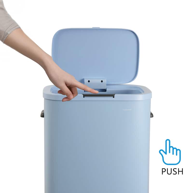 happimess Tammi Kitchen 14.5-Gallon Slim Metal Push Button Trash Can