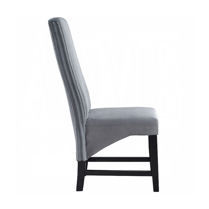 Set of 2 Corduroy Upholstered Dining Chair in Gray and Black