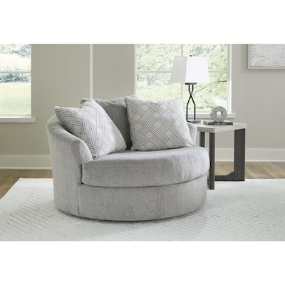Signature Design by Ashley Casselbury Cement Oversized Swivel Accent Chair - 56" W x 55" D x 39" H