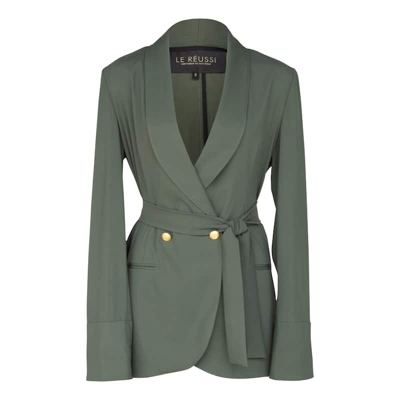 Women's Olive Blazer with Front Buttons - M