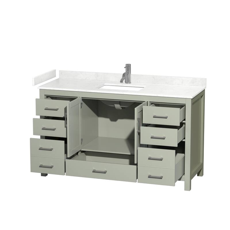 Wyndham Collection Sheffield 60" Single Bathroom Vanity, Carrara