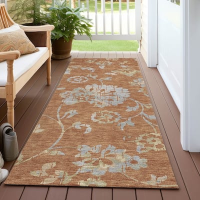 Machine Washable Indoor/ Outdoor Chantille Farmhouse Floral Rug