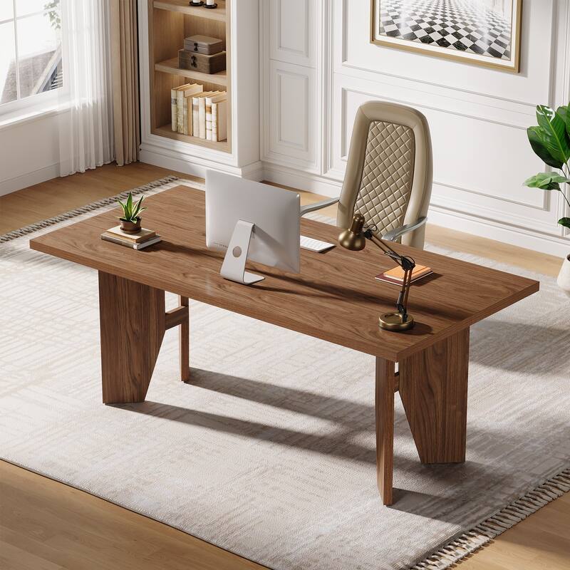 63" Executive Desk, Farmhouse Office Computer Desk with Sturdy Legs