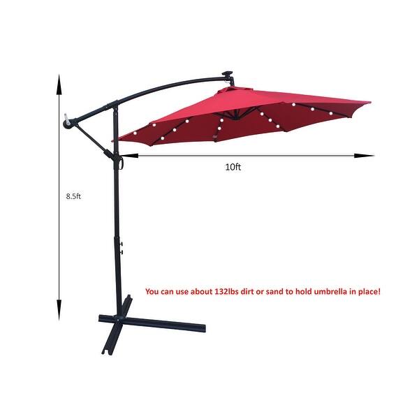 10 ft Outdoor Patio Umbrella Solar Powered LED Lighted Sun Shade Market ...