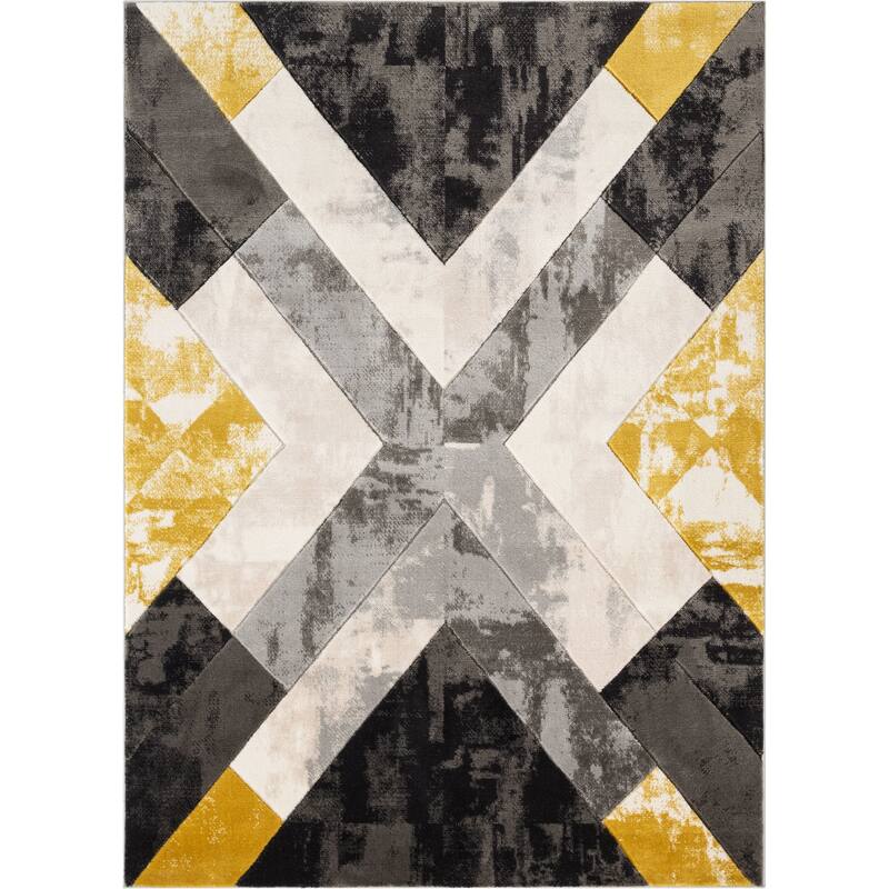 Well Woven Good Vibes Rosa Modern Geometric Area Rug - 5' 3" x 7' 3" - Gold - Rectangle