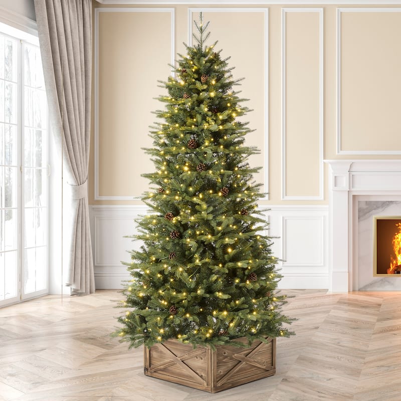 Glitzhome 6FT/7FT Multi-color Lighted Fir Christmas Tree with Remote Controller