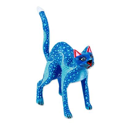 Novica Handmade Celestial Cat Wood Alebrije Sculpture