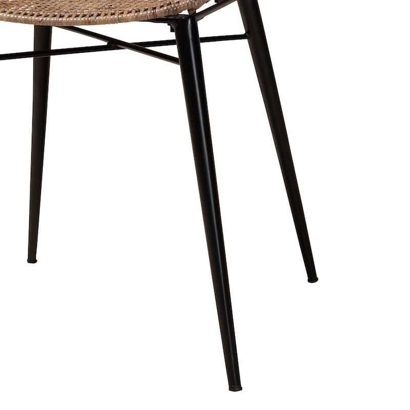 Emmali Modern Bohemian Rattan and Wood Dining Set