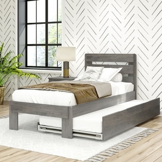 Max and Lily Farmhouse Twin Bed with Plank Headboard and Trundle
