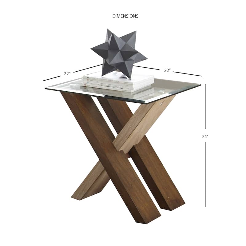 Steve Silver Tennyson Two-tone Wood and Glass Top Side Table