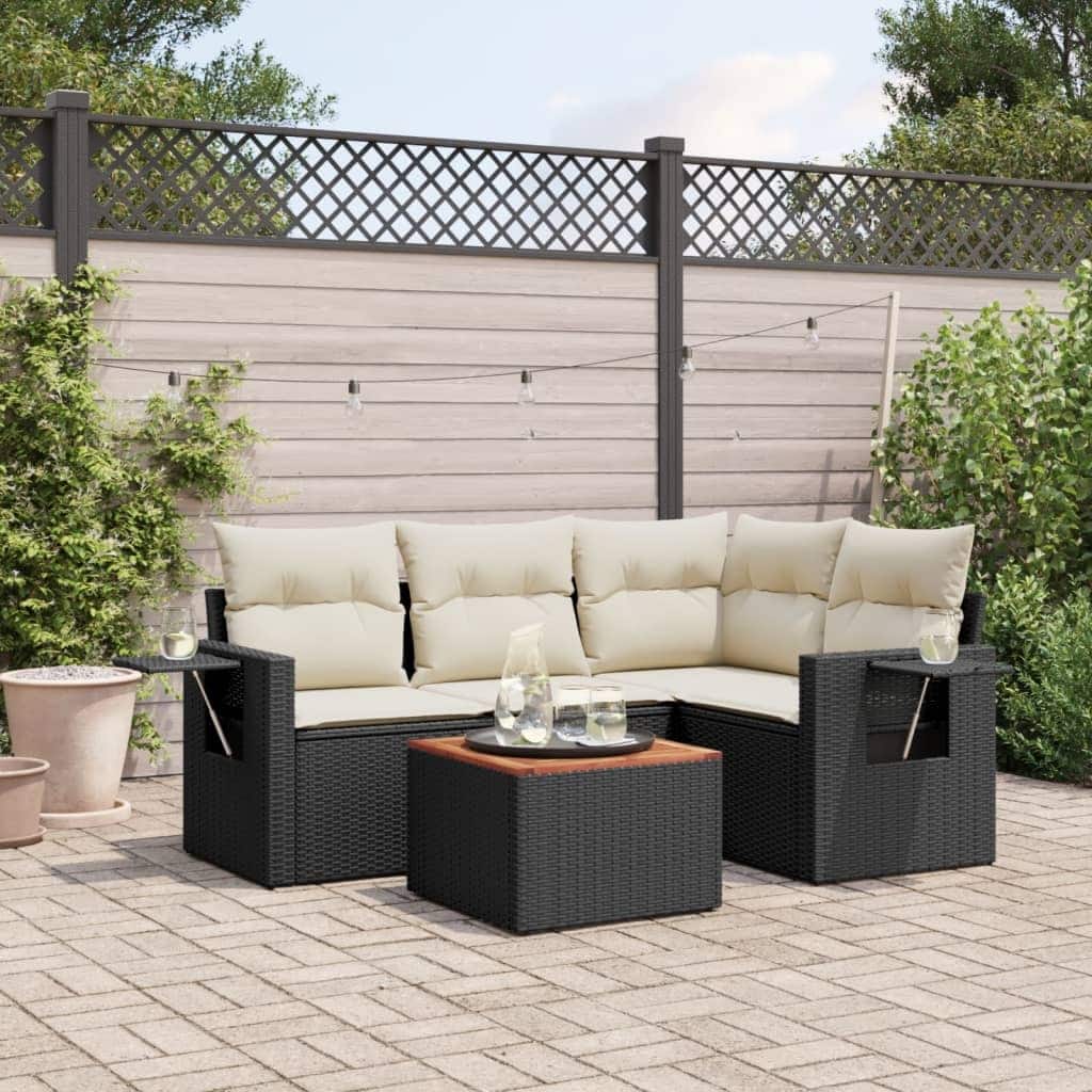 vidaXL Garden Sofa Set Black PE Rattan Large Foldable Garden Sofa Set - 21.7 x 21.7 x 14.6