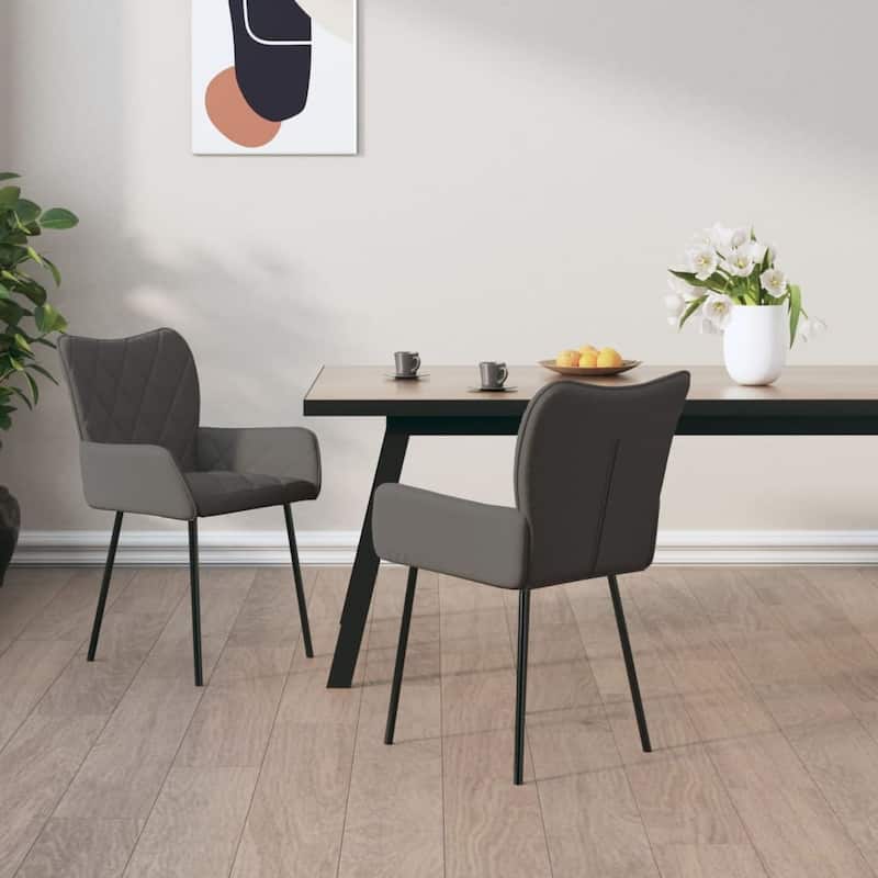 vidaXL Dining Chairs 2 Pcs Accent Upholstered Chair for Living Room Fabric - 21.7" x 22.8" x 32.3" - Dark gray