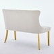 preview thumbnail 62 of 72, Velvet Double Dining Loveseat Bench, 2-Seat Tufted Bench w/Handmade Buttons, Wing Back, Gold-Plated Steel Legs, Single Pack