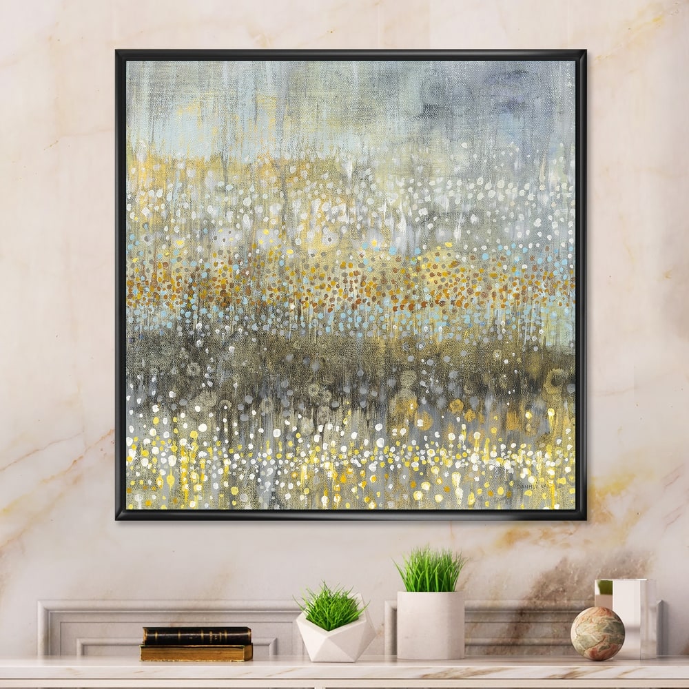 Designart "Glam Rain Abstract IV" Modern & Contemporary Framed Canvas