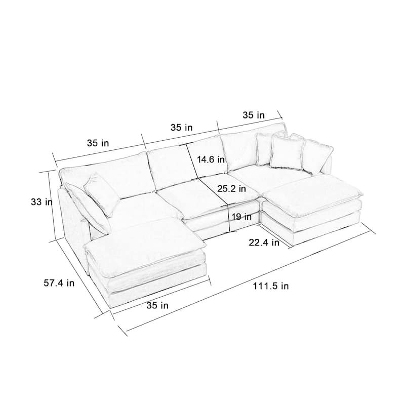 Cloud Chenille Upholstered Modular Sectional Sofa with DIY Combination Design
