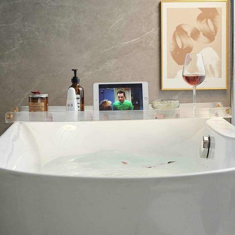 Bath Tray for Bathtub, Luxury Bathtub Caddy Tray, 1 or 2 Person Bath and Bed Tray,Organizer Tray Bath Caddy Tub Table