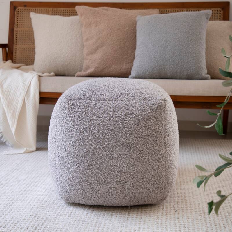 Sevita Solid Mid-Century Hand-Woven Square Pouf