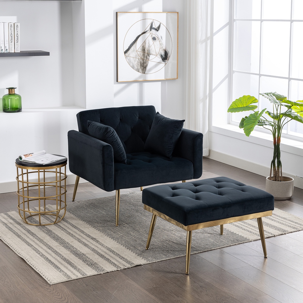 Strick & bolton berman black lounge chair and ottoman new arrivals