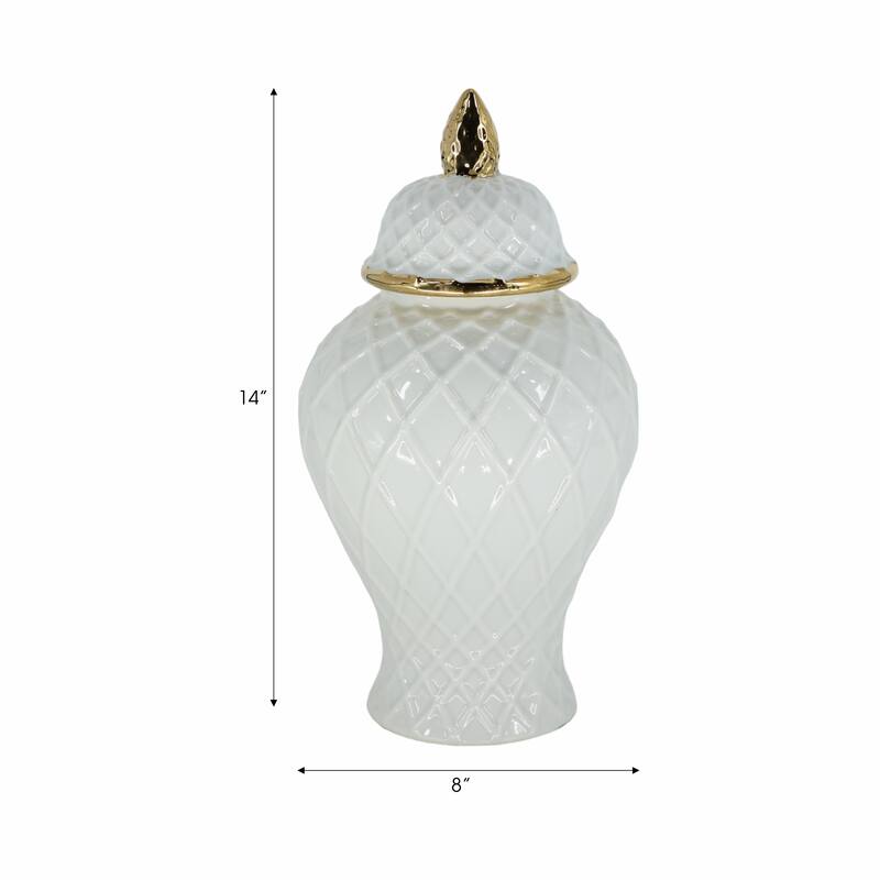 Sagebrook Home Gold Accented Glam Ginger Jar with Lid