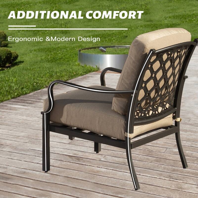 Domi 4-Piece Patio Conversation Set with Cushions, All-Weather Steel Frame Outdoor Furniture
