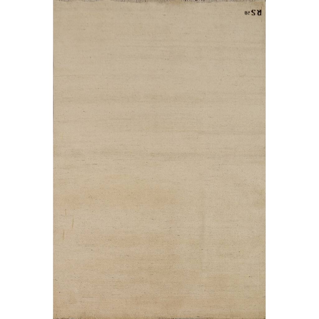 Solid Gabbeh Modern Accent Rug Hand-Knotted Wool Carpet - 4'1"x 5'8"