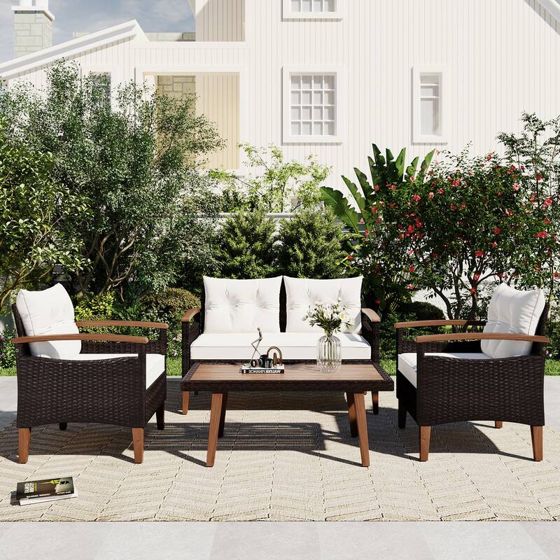 4-Piece Rattan Patio Set: Relax in Outdoor Style