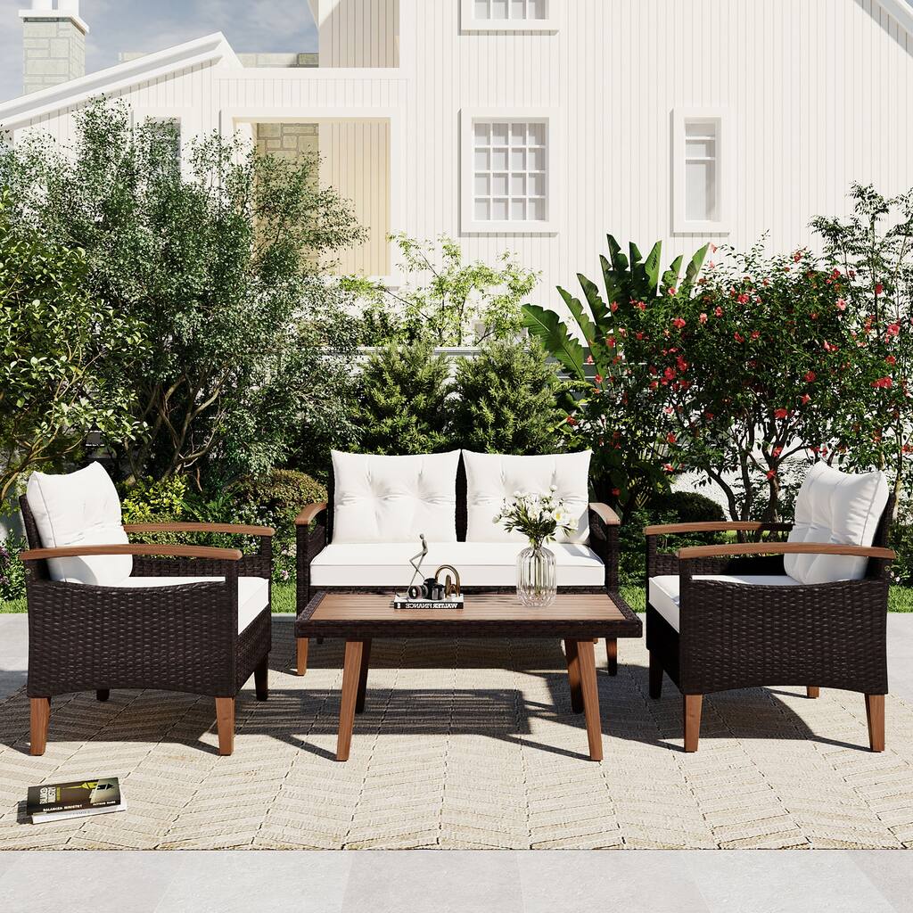 PE Rattan Patio Seating Set (4 Pieces)