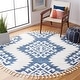 preview thumbnail 85 of 104, SAFAVIEH Moroccan Tassel Shag Iulieana Boho Tribal 2-inch Thick Rug 6' Round - Blue/Ivory