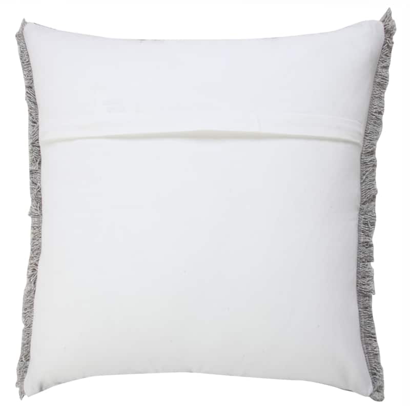 Sevita Light Gray Solid Stonewash Throw Pillow with Fringe