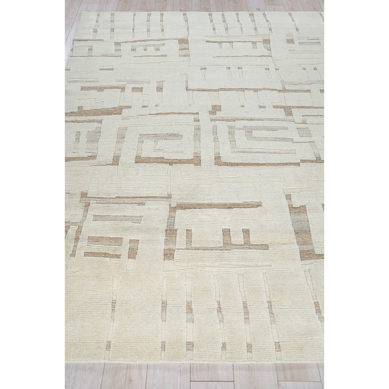 Exquisite Rugs Calexico Handmade Handwoven New Zealand Wool Ivory/Beige Area Rug
