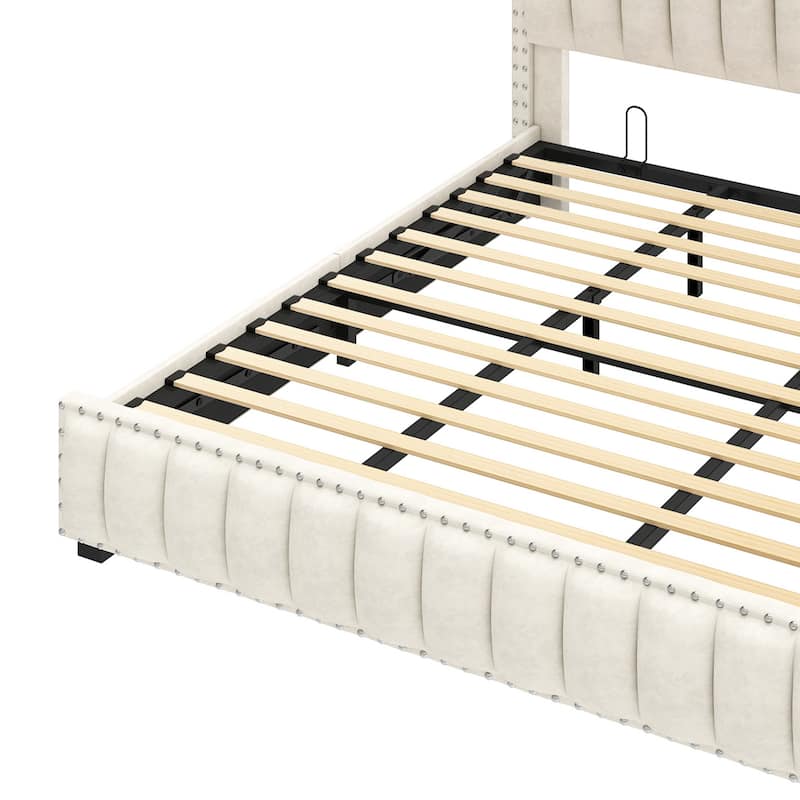 Moasis King Bed Upholstered Platform with Button-Tufted Frame