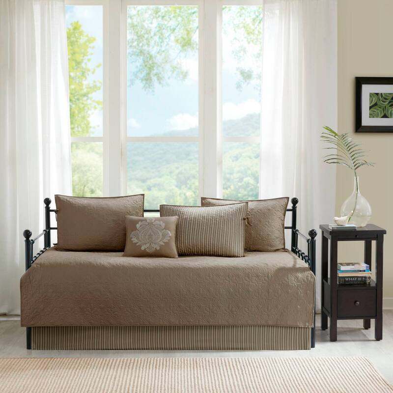 Madison Park Mansfield 6 Piece Reversible Daybed Cover Set - Khaki