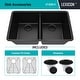 preview thumbnail 8 of 37, Lexicon Granite 32 Inch 50/50 Double Bowl Undermount Kitchen Sink Kit