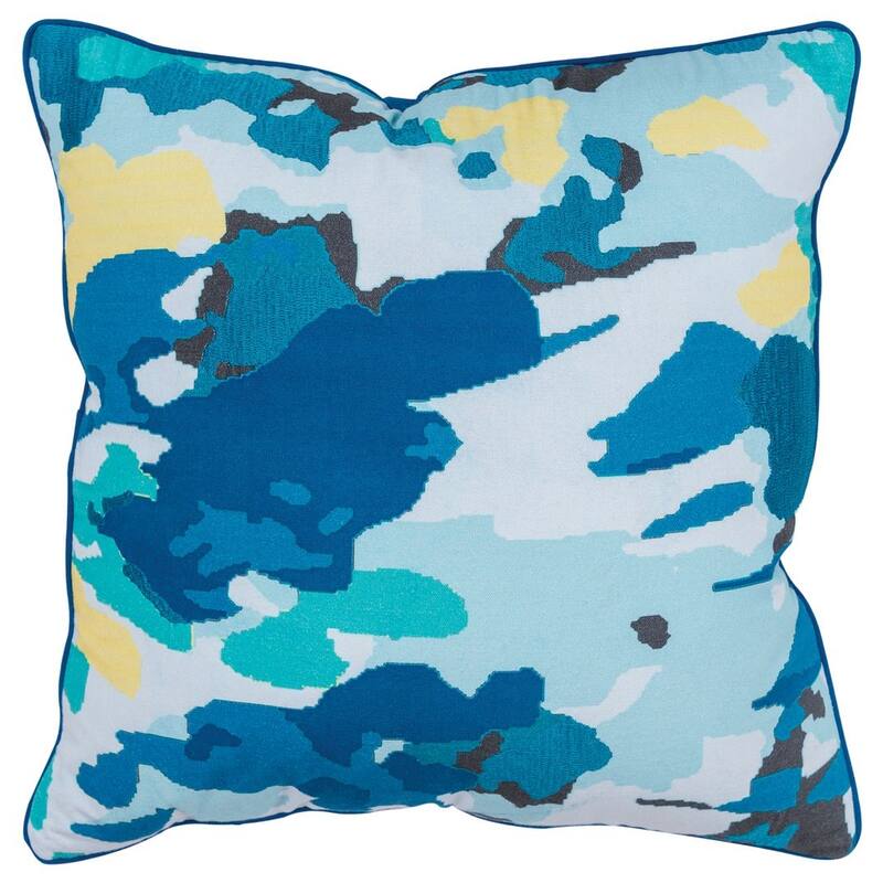 Connie Post Teal Impressionistic Throw Pillow - Polyester