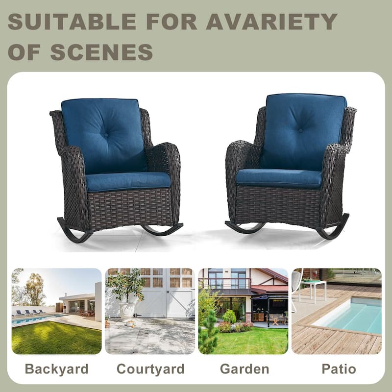 Patio Rocking Chair with Comfortable Cushions