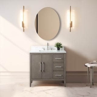 Vanity Art 36" Single Sink Bathroom Vanity Cabinet with Engineered Marble Countertop