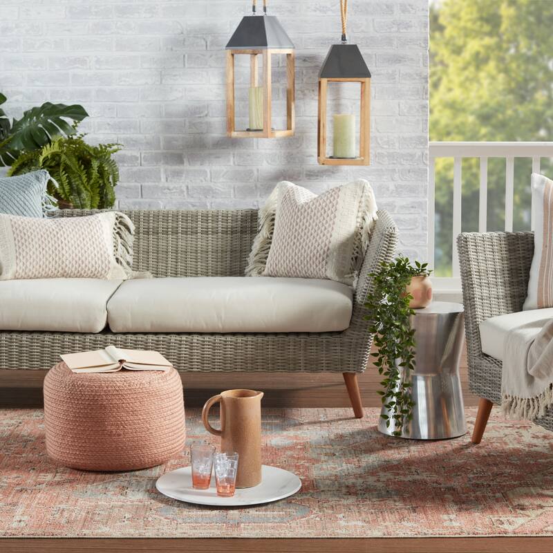 Santa Rosa Indoor and Outdoor Cylinder Pouf - 18"X18"X12"