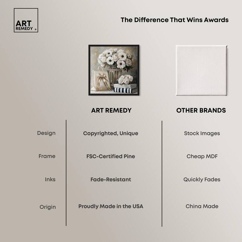 Elegant Flowers Books Neutral Canvas by Art Remedy
