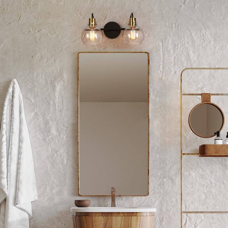 2/3/4-Light Black Gold Glass Bathroom Vanity Lights Modern Wall Light Fixture