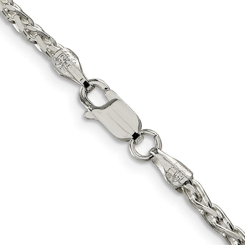 Curata 925 Sterling Silver 2.75mm Diamond Cut Spiga Chain Necklace