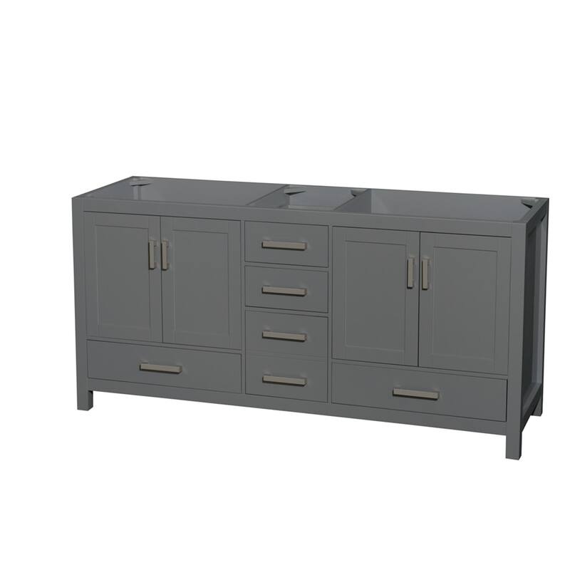 Wyndham Collection Sheffield 72" Hardwood Vanity Cabinet Only - Less - Dark Gray / Brushed Chrome Hardware