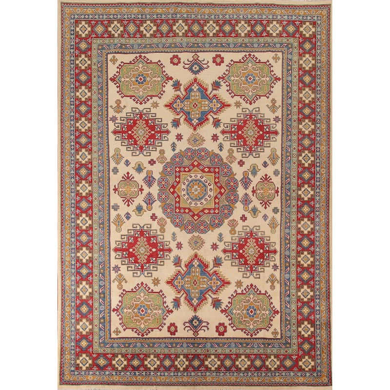 Geometric Kazak Rug Hand-Knotted Bedroom Wool Carpet - 8'11"x 11'8"