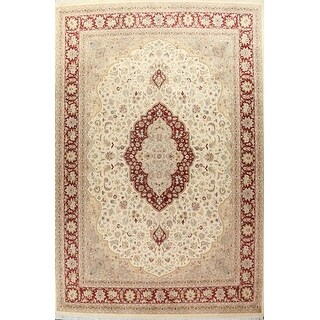 Vegetable Dye Traditional Tabriz Oriental Wool Area Rug Hand-knotted - 10'0" x 14'3"