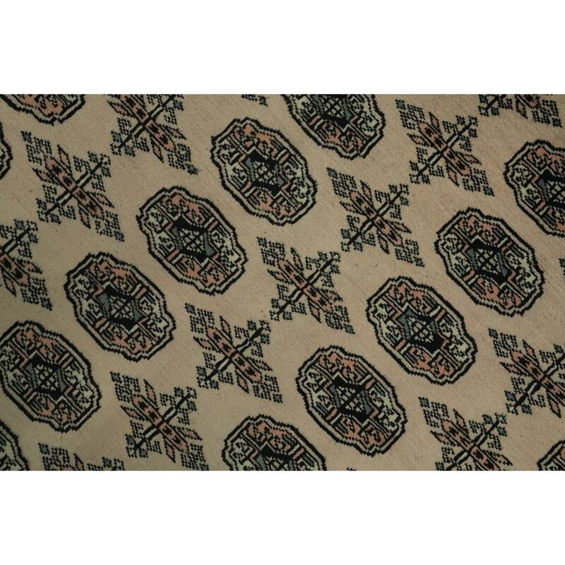 Hand Knotted Oriental 100% Wool Carpet Traditional All-Over Beige & Ivories Bokhara Area Rug - 8' 6'' X 6' 0''